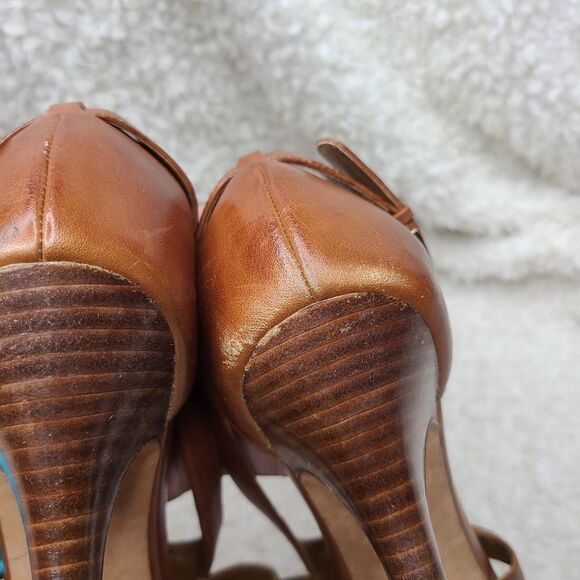 Cole Haan Cognac‎ Strappy Leather Heels Size 9C - Picture 8 of 9